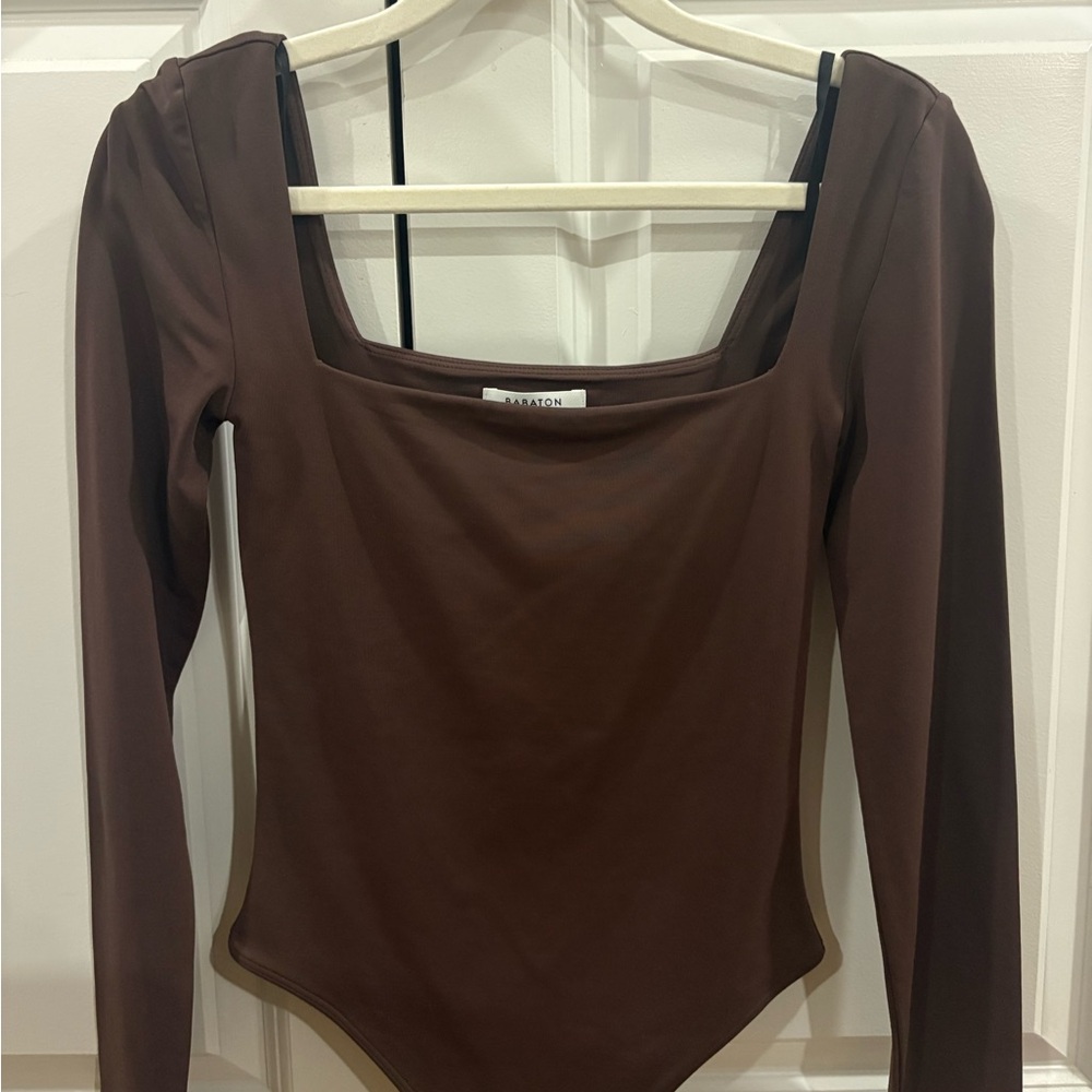 Aritzia Chocolate Long Sleeve Bodysuit